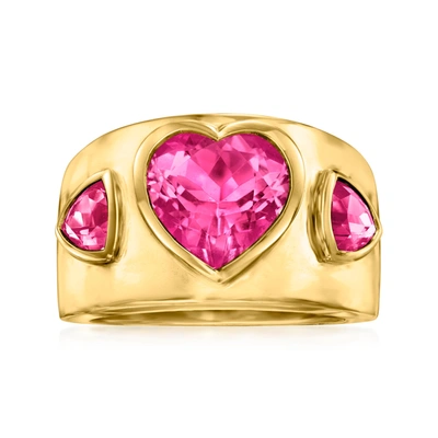 Shop Ross-simons Pink Topaz Heart Ring In 18kt Gold Over Sterling In Purple