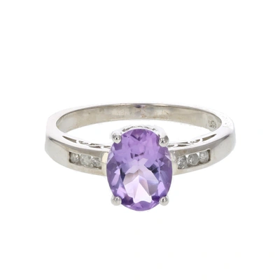 Shop Vir Jewels 1 Ct Amethyst And Diamond Ring In Sterling Silver Oval In Purple