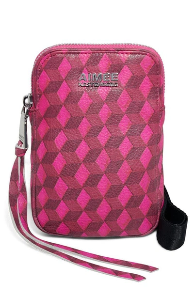 Shop Aimee Kestenberg Capri Quilted Leather Crossbody Phone Bag In Magenta Diamond