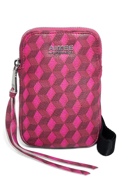 Aimee Kestenberg Capri Quilted Leather Crossbody Phone Bag In Magenta Diamond