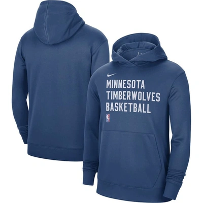 Shop Nike Unisex  Blue Minnesota Timberwolves 2023/24 Performance Spotlight On-court Practice Pullover Hoo