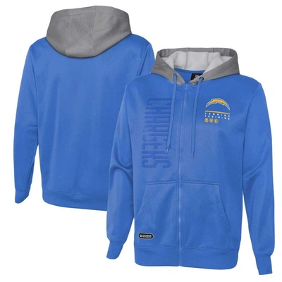 Shop Outerstuff Powder Blue Los Angeles Chargers Combine Authentic Field Play Full-zip Hoodie Sweatshirt