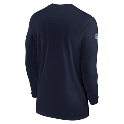Shop Nike Navy New England Patriots Sideline Coach Performance Long Sleeve T-shirt
