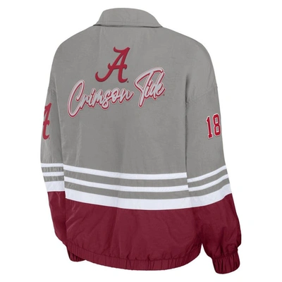 Shop Wear By Erin Andrews Gray Alabama Crimson Tide Vintage Throwback Windbreaker Full-zip Jacket