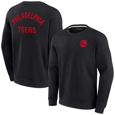 Shop Fanatics Signature Unisex  Black Philadelphia 76ers Super Soft Pullover Crew Sweatshirt