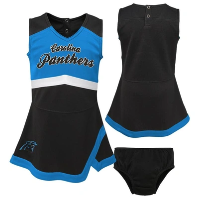 Shop Outerstuff Girls Preschool Black Carolina Panthers Two-piece Cheer Captain Jumper Dress With Bloomers Set