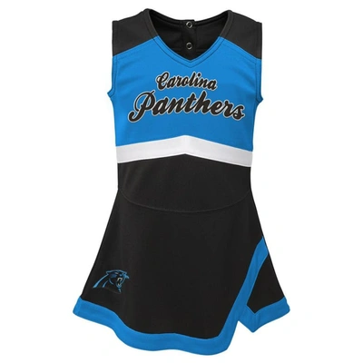 Shop Outerstuff Girls Preschool Black Carolina Panthers Two-piece Cheer Captain Jumper Dress With Bloomers Set