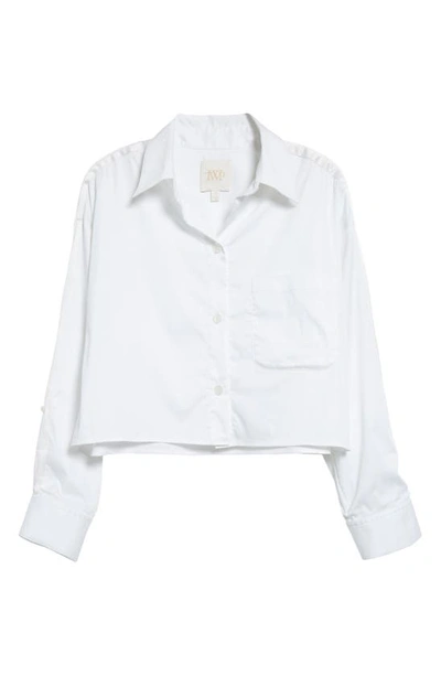 Shop Twp Soon To Be Ex Tux Long Sleeve Crop Button-up Blouse In White