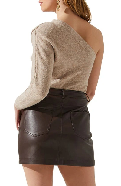 Shop Astr Cosima One-shoulder Sweater In Taupe
