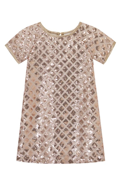 Shop Peek Aren't You Curious Kids' Diamond Sequin Glitter Shift Dress In Gold