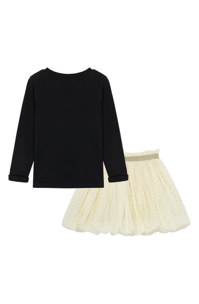 Shop Peek Aren't You Curious Kids' Sequin Angel Wings Long Sleeve Top & Bubble Skirt Set In Black
