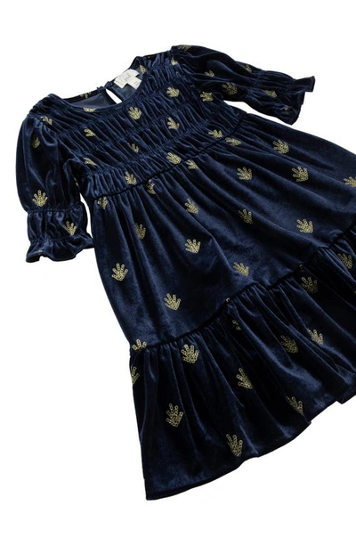 Shop Peek Aren't You Curious Kids' Tress Sequin Velvet Dress In Navy