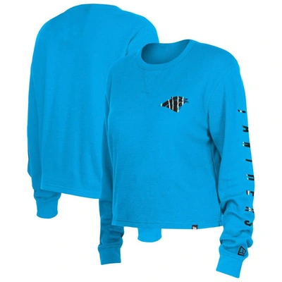 Shop New Era Blue Carolina Panthers Thermal Crop Long Sleeve T-shirt