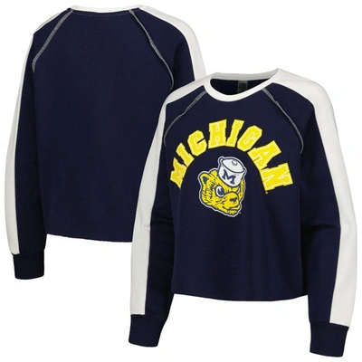 Shop Gameday Couture Navy Michigan Wolverines Blindside Raglan Cropped Pullover Sweatshirt