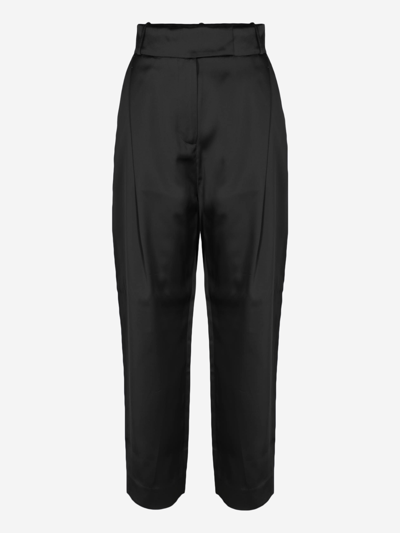 Shop Totême Fabric Trousers In Black