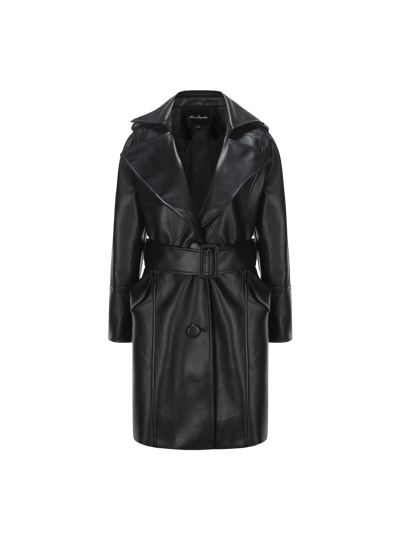 Shop Nana Jacqueline Keira Leather Trench Coat (black) (final Sale)
