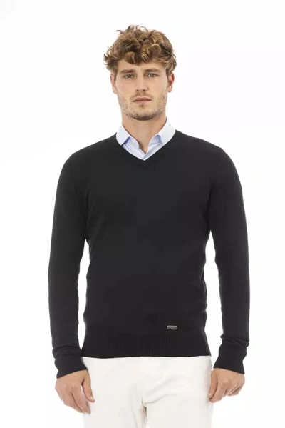 Shop Baldinini Trend Elegant V-neck Black Cashmere Blend Men's Sweater