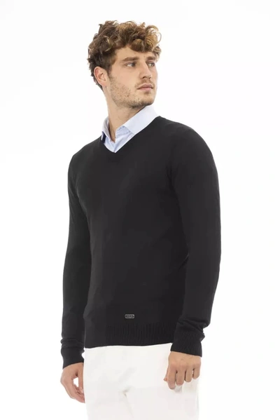 Shop Baldinini Trend Elegant V-neck Black Cashmere Blend Men's Sweater