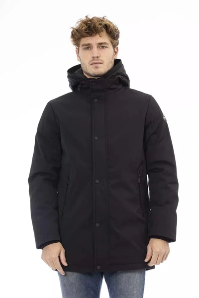 Shop Baldinini Trend Elegant Monogrammed Long Men's Jacket In Black
