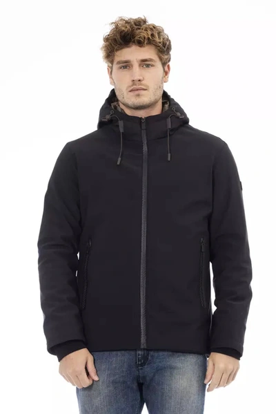 Shop Baldinini Trend Sleek Monogram Jacket With Threaded Men's Pockets In Black