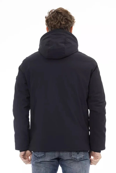 Shop Baldinini Trend Trendy Monogram Zippered Men's Jacket In Blue