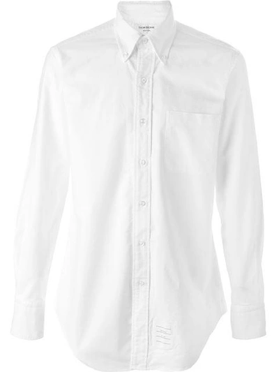 Shop Thom Browne Long Sleeve Shirt With Grosgrain Placket In White Oxford