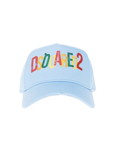 Shop Dsquared2 Embroidered Logo Baseball Cap In Blue