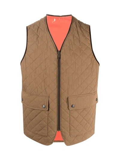 Shop Dsquared2 Reversible Quilted Vest Jacket In Brown