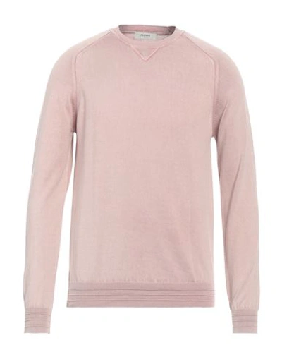 Shop Alpha Studio Man Sweater Pastel Pink Size 38 Cotton