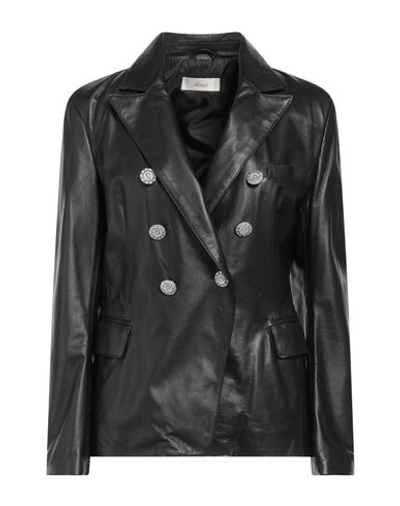 Accuà By Psr Woman Blazer Black Size 10 Soft Leather In Black