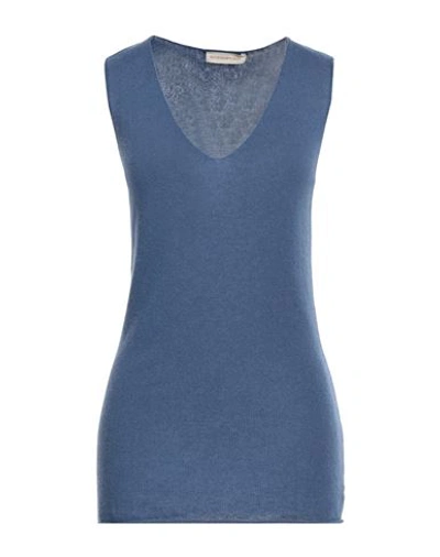 Rossopuro Woman Sweater Slate Blue Size 12 Cashmere In Blue
