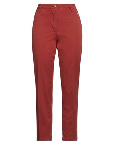 Shop Gai Mattiolo Woman Pants Brick Red Size 16 Cotton, Elastane