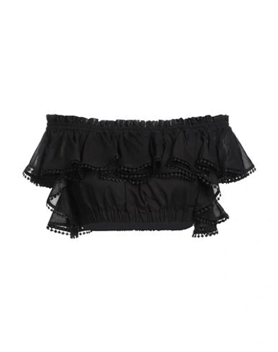 Shop Charo Ruiz Ibiza Woman Top Black Size Xl Cotton, Polyester