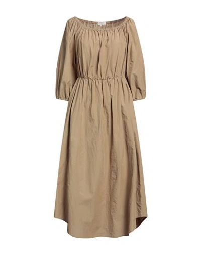 Shop Antonelli Woman Midi Dress Camel Size 6 Cotton In Beige