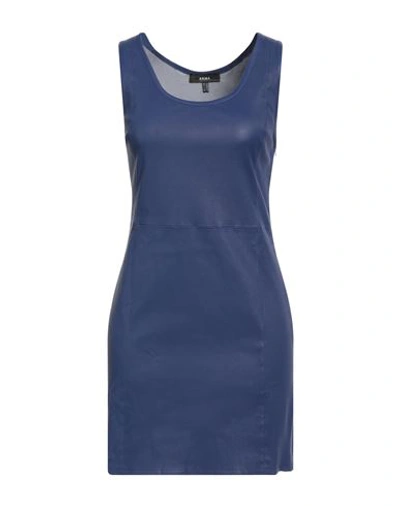 Shop Arma Woman Mini Dress Navy Blue Size 8 Lambskin, Cotton, Elastane