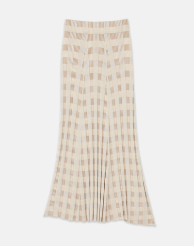 Shop Lafayette 148 Gingham Responsible Matte Crepe Knit Asymmetric Skirt In Dune