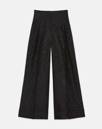 Shop Lafayette 148 Flora Bloom Jacquard Wool-silk Jagger Pant In Black