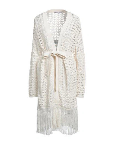 Shop 87 Avril 90 Woman Cardigan Cream Size M Linen, Cotton, Nylon In White