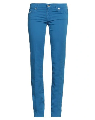 Shop Jacob Cohёn Woman Pants Bright Blue Size 27 Cotton, Elastane