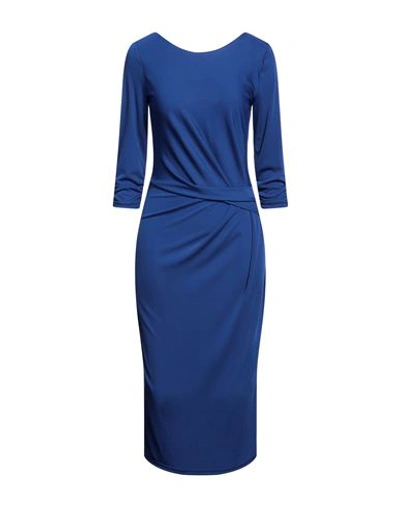 Shop Gai Mattiolo Woman Midi Dress Navy Blue Size 4 Polyester, Elastane