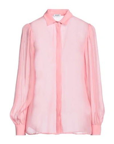 Shop Liu •jo Woman Shirt Salmon Pink Size 6 Viscose