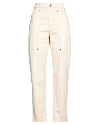 Shop Brunello Cucinelli Woman Jeans Beige Size 6 Cotton, Elastane