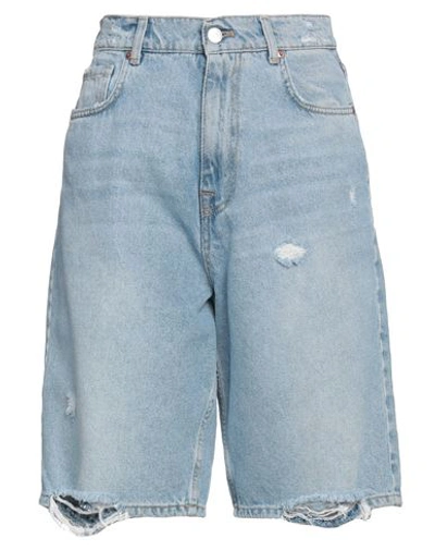 Shop Vicolo Woman Denim Shorts Blue Size Xs Cotton