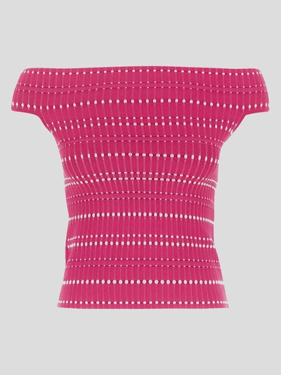 Shop Alexander Mcqueen Knit Top In Pinkwhite