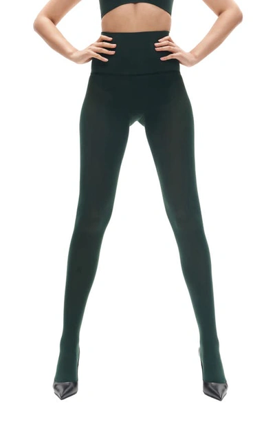 Shop Heist The Eighty High Opaque Tights In Forest Green