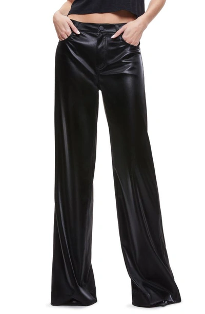Shop Alice And Olivia Trish Shiny Baggy Faux Leather Pants In Black
