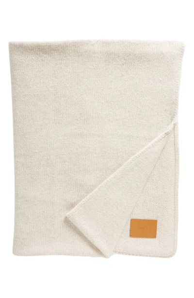 Shop Vince Marled Knit Wool Blend Throw Blanket In Oat Ivory