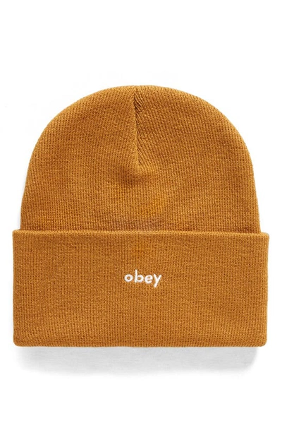 Shop Obey Karma Beanie In Rubber Brown