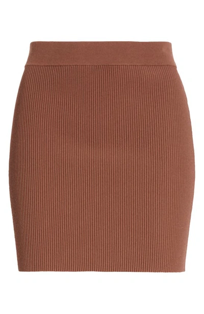 Shop Open Edit Rib Sweater Skirt In Brown Pinecone