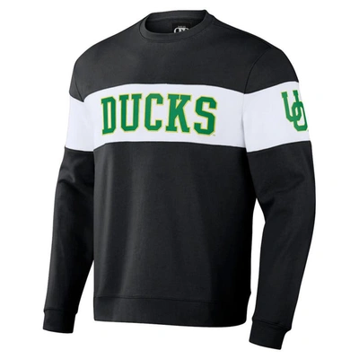 Shop Darius Rucker Collection By Fanatics Black/white Oregon Ducks Colorblocked Pullover Sweatshirt